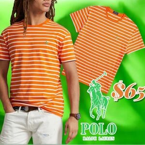Polo Ralph Lauren Men Classic-Fit Striped T-Shirt Orange/White Size XXL NWT